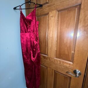 Lulu's Vibrant Red Floral Dress